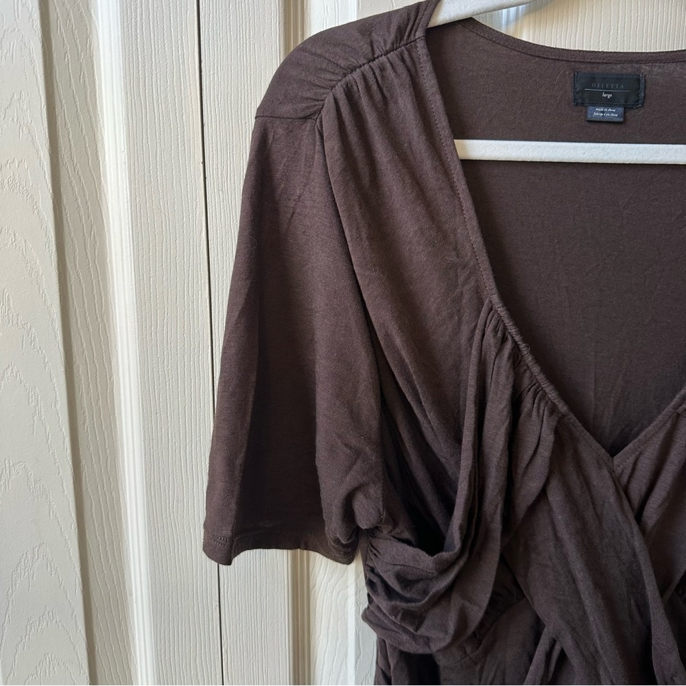 Anthropologie Deletta Drape Criss Cross Modal Cotton Blend Top Womens Size Large - Picture 5 of 8
